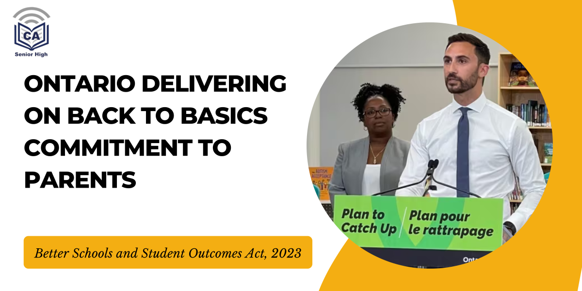 Ontario Delivering on Back to Basics Commitment to Parents